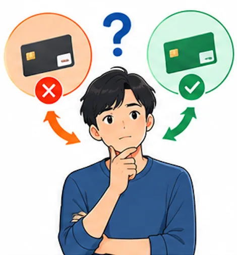カードを見直すか続けるかを考える人